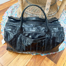 Load image into Gallery viewer, Black Eel Skin Duffle Bag
