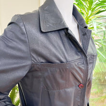Load image into Gallery viewer, Danier Navy Leather Coat
