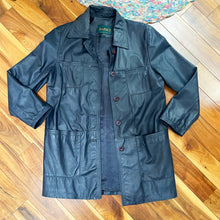 Load image into Gallery viewer, Danier Navy Leather Coat
