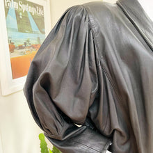 Load image into Gallery viewer, Black Puff Shoulder Leather Coat
