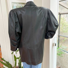 Load image into Gallery viewer, Black Puff Shoulder Leather Coat
