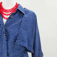Load image into Gallery viewer, Navy Dot Shirt Waist Dress
