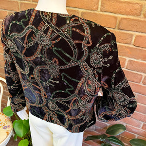 Alia Black Velvet Embellished Jacket