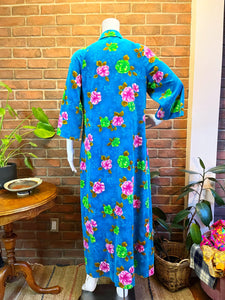 Turquoise Floral Velour Over Coat