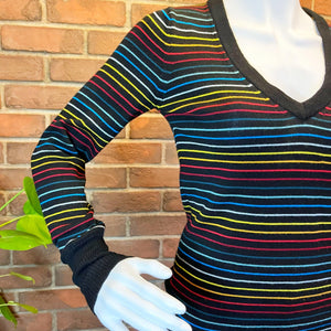 Lacoste V Neck Rainbow Sweater