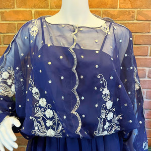Sheer Blue Sequin Dress with Slip