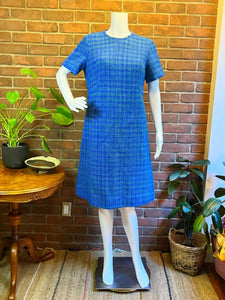 Blue Check Tweed Dress