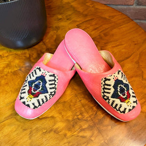 Pink Embroidered Slippers