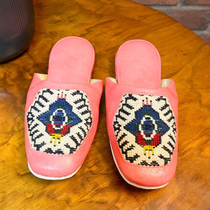 Pink Embroidered Slippers