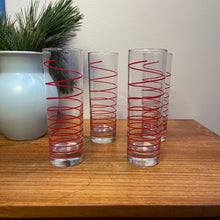 Load image into Gallery viewer, Red Swirl Collins Glasses - Set of 4
