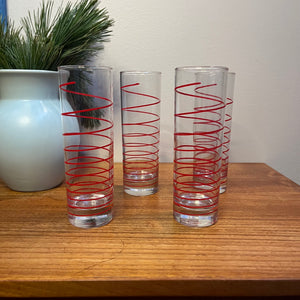 Red Swirl Collins Glasses - Set of 4