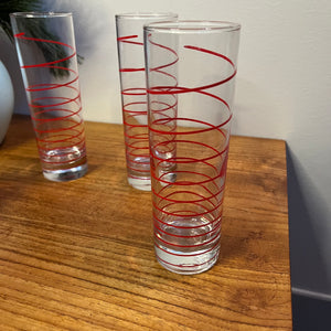 Red Swirl Collins Glasses - Set of 4