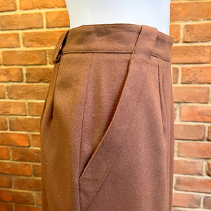 Simon Chang Brown Wool Pencil Skirt