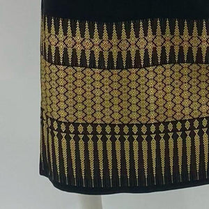 Thai Silk Black&Gold Pencil Skirt