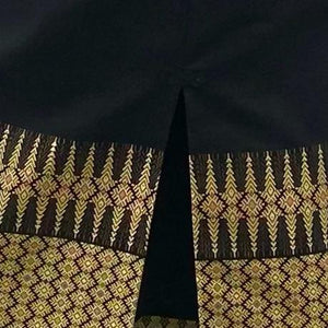 Thai Silk Black&Gold Pencil Skirt