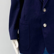 Load image into Gallery viewer, Merit Navy Wool Crest Blazer
